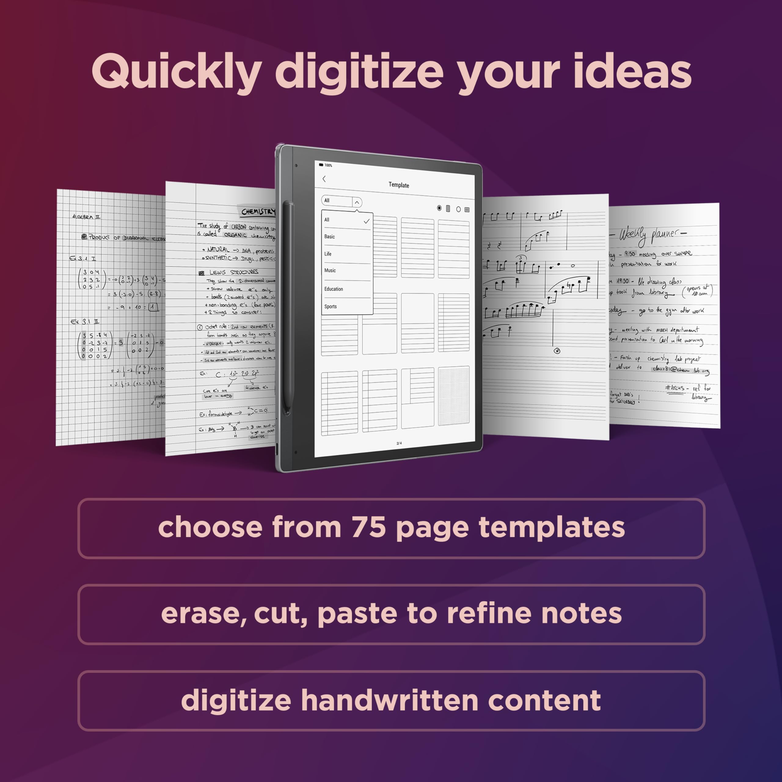 Mua Smart Paper | Digital Notebook ePaper with Pen and Case | 10.3