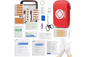 Mini First Aid Kit - 110 Piece Small Waterproof Hard Shell Medical - Emergency First Aid Supplies and Survival Kit.