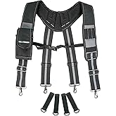 MELOTOUGH Tool Belt Suspenders Construction Work Suspenders for Men Detachable Phone Holder Comfortable Foam Shoulder Padder (Grey),Christmas Gifts for Men
