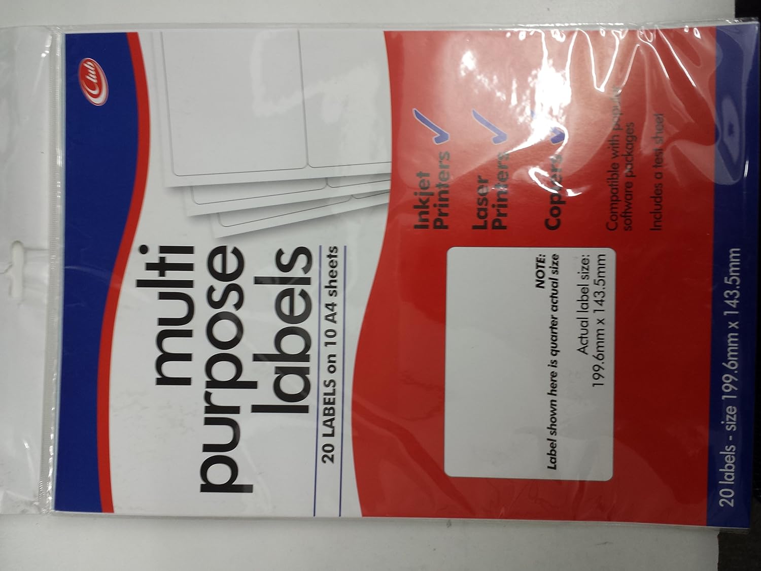 Club Multi purpose labels 20 labels, A4 Amazon.co.uk Office Products