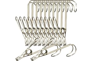 JZMYXA Stainless Steel Clothes Pins, 304 Stainless Steel Metal Long Tail Clothes Pins Stainless Steel Hook Clothes Pins Large Rust-Proof Clothes Pins (12)