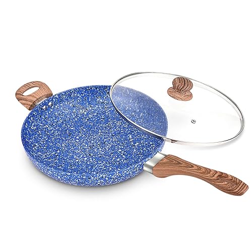 MICHELANGELO Nonstick Frying Pans, 12 Inch Frying Pan with Lid & Nonstick StoneDerived Coating