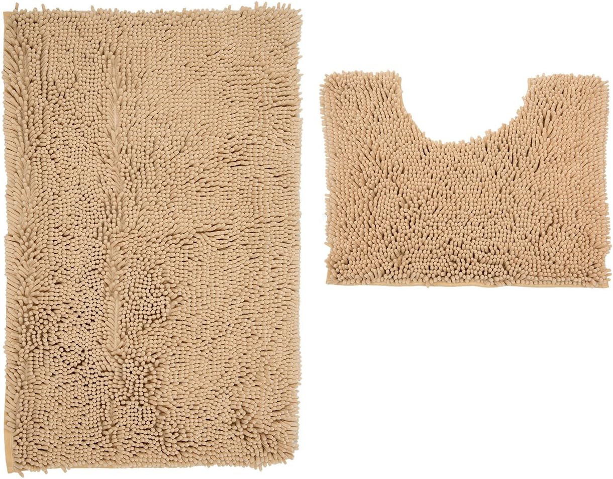Grand Era Absorbent Chenille Bath Mats Microfiber Shaggy