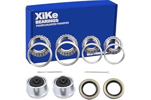 XiKe 2 Set Trailer Bearings Kit L68149/L68111 and L44649/L44610, Fits for 1-3/8'' to 1-1/16'' 3500 Lbs Axles Trailer Wheel Hub with 171255TB Seal OD 1.719'', Dust Cover and Cotter Pin.