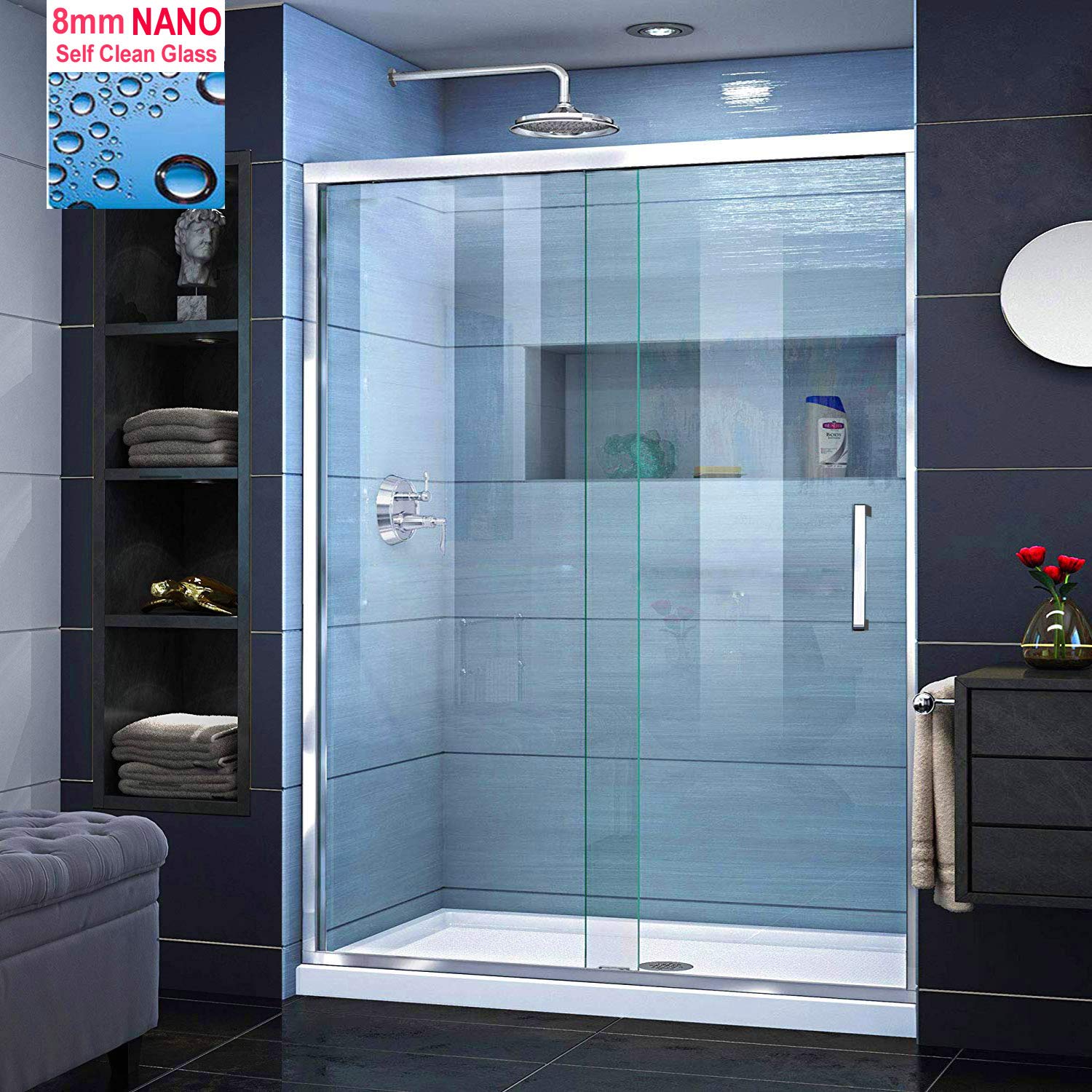 Buy 1700 x 700mm Sliding Shower Door Modern Bathroom 8mm Easy Clean