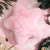 YRXRUS Star Pillows, Light Pink Star Shaped Pillow, Decorative Throw Pillow Gifts, Cute Plush Room Decor, Fluffy Faux Rabbit Fur 14