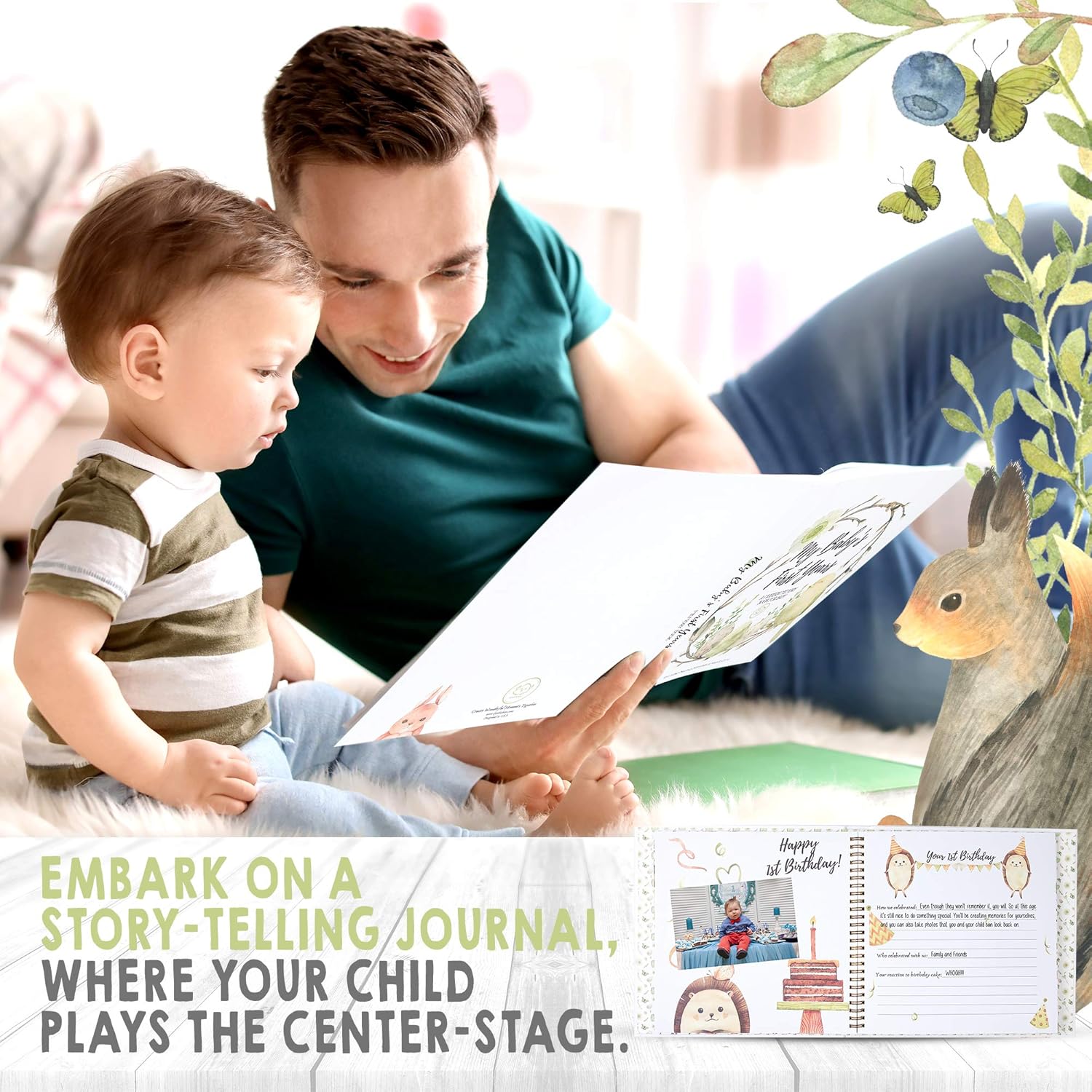 Baby First 5 Years Memory Book Journal - 90 Pages Hardcover First Year Keepsake Milestone Newborn Journal for Boys, Girls - All Family, LGBT, Single Mom Dad, Adoptive (Wonderland) : Baby