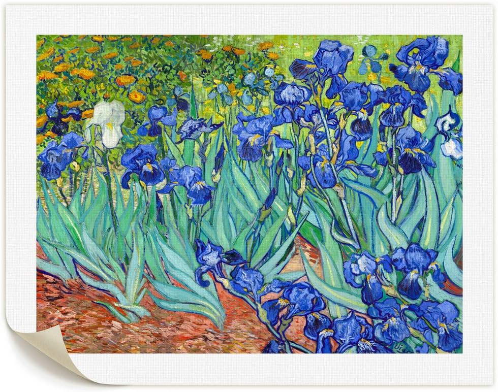 Top Home Global Blue Irises Garden Van Gogh Unframed Painting Canvas Wall Decor Home Art 23.6x31.5 inch