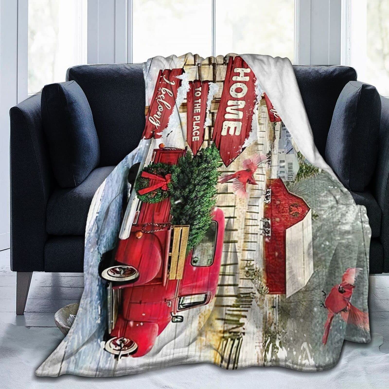 Custommixall Custommixall Super Soft Christmas Blanket Flannel Throw Holiday Theme Home Decoration Warm and Comfortable Winter Bedding, Sofa and Gifts 50"x60"