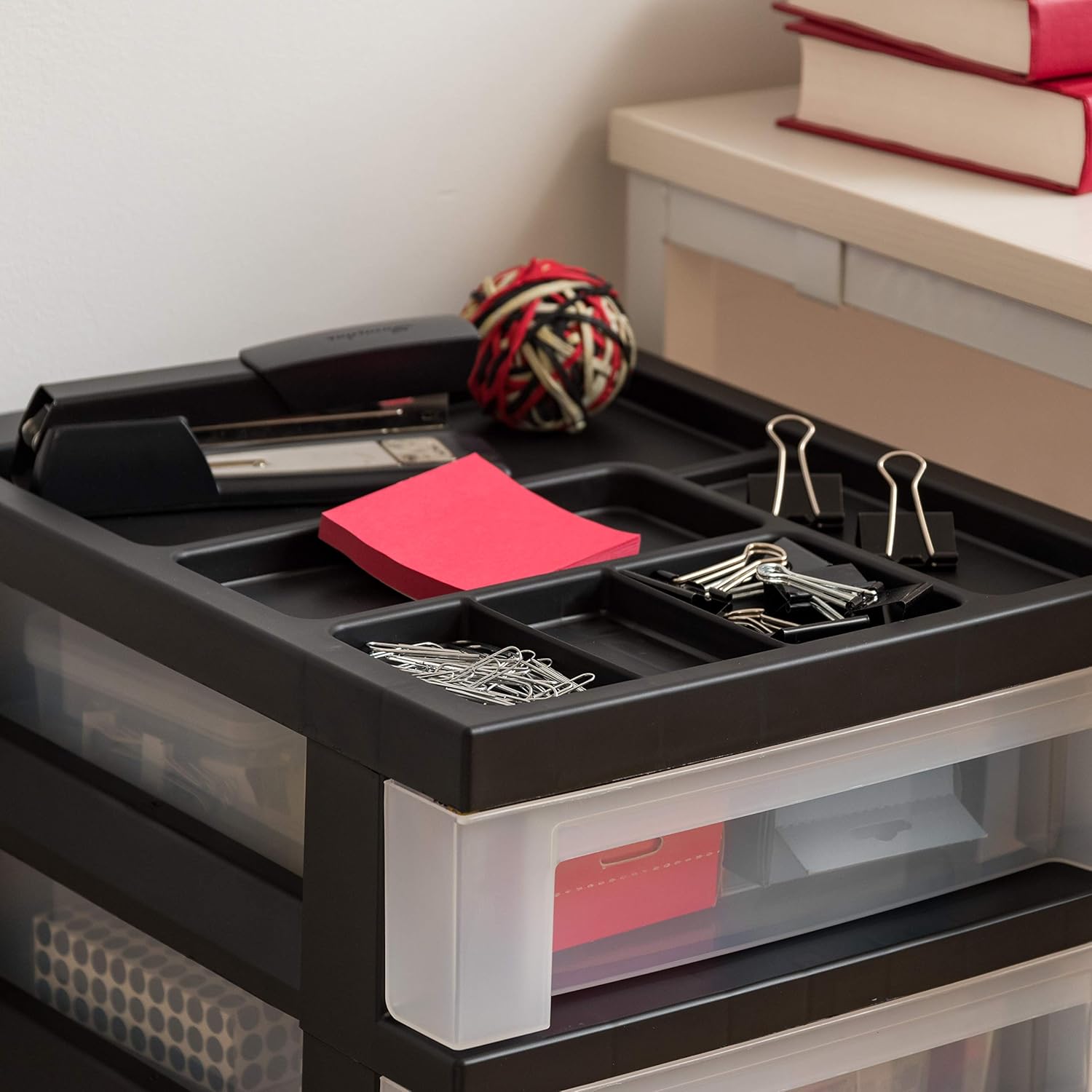 IRIS USA MC Plastic Storage Drawer, Rolling Cart with Organizer Top, 6, Black: Home & Kitchen