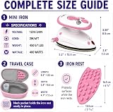 The Quilted Bear Premium Mini Steam Iron Pink with Hard Shell Case and Rest view 2