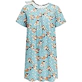 Deyeek Hospital Gowns for Women Tear Away Snap Open Back Dress Post Shoulder Surgery Dresses Soft Adaptive Clothing Nightgown