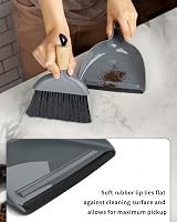 MR.SIGA Mini Dustpan and Brush Set Bamboo Handle Grey view 4