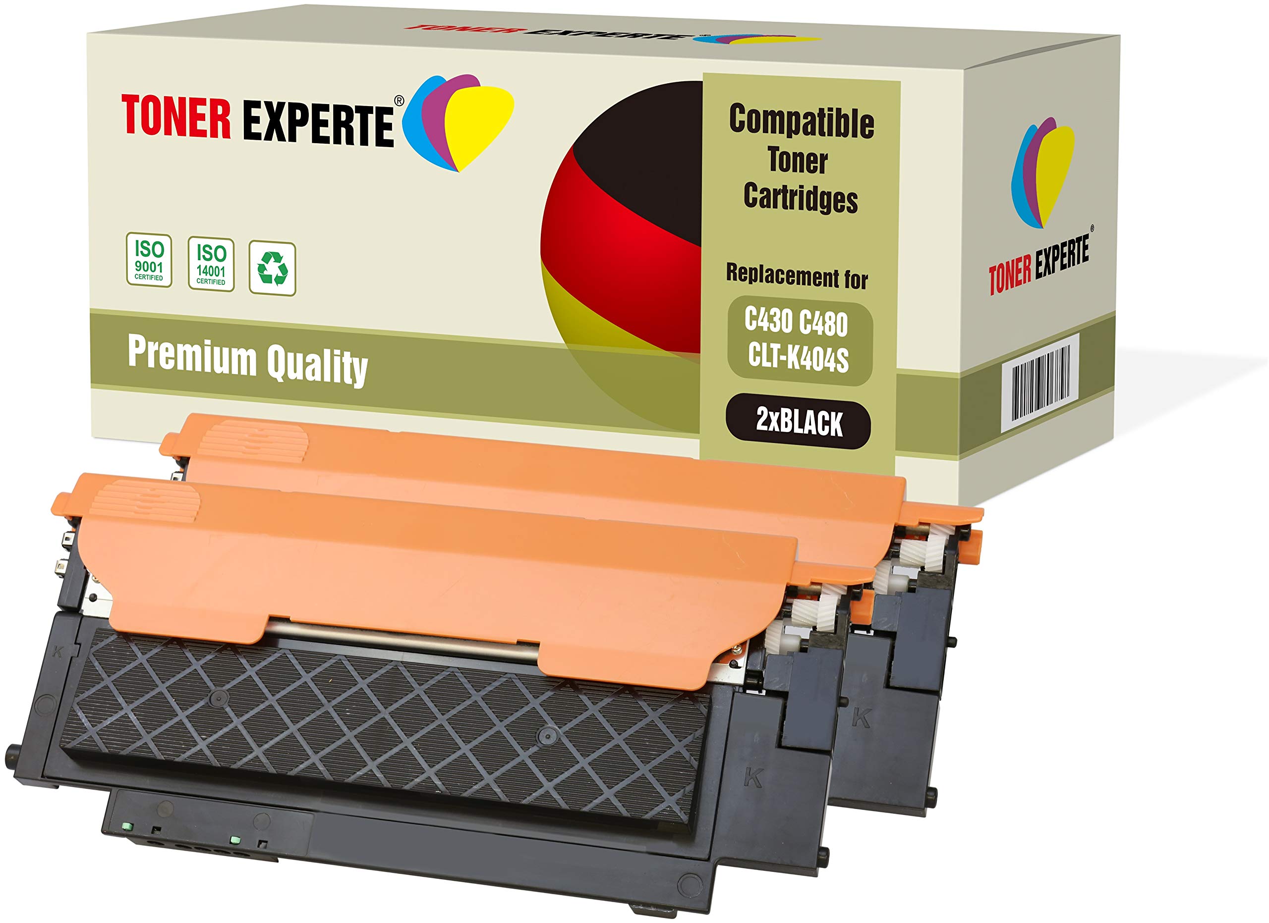TONER EXPERTE 2-Pack Compatible with CLT-K404S Black Premium Toner Cartridges for Samsung Xpress SL-C430, SL-C430W, SL-C480, SL-C480FN, SL-C480FW, SL-C480W