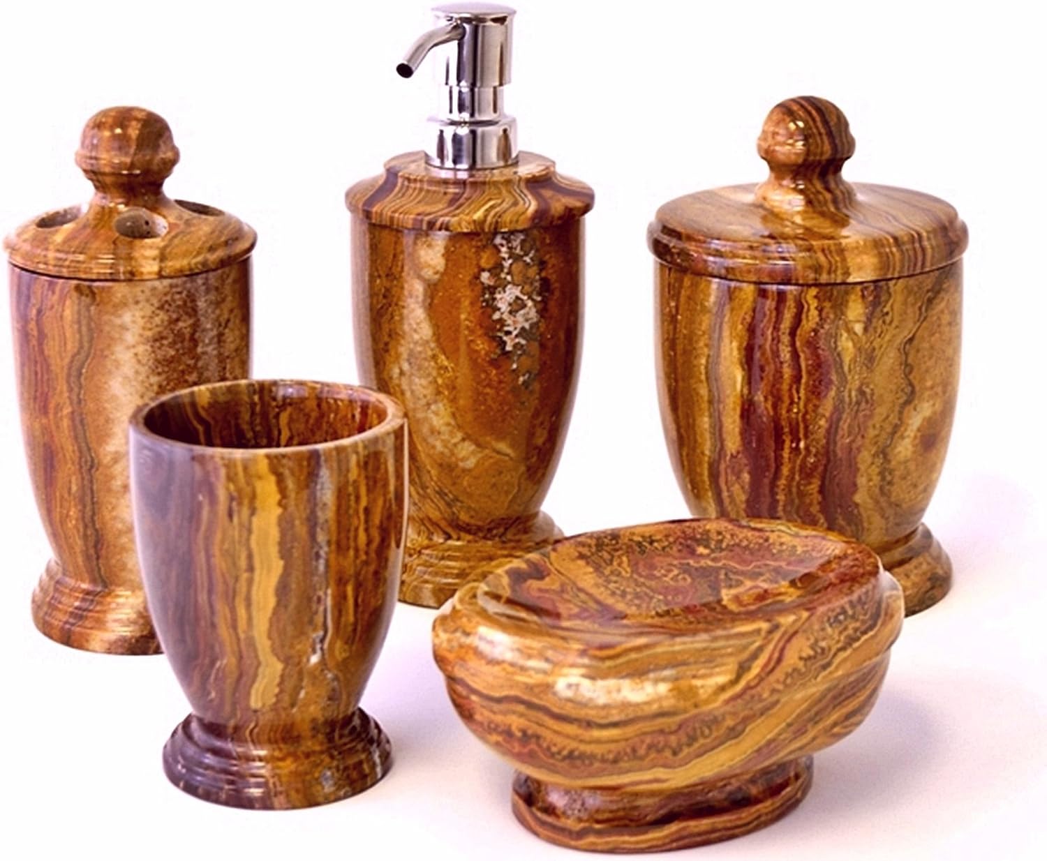Amazon Com Nature Home Decor 300ml5 Atlantic Collection Bathroom Accessory Set Of 5 Piece In Multi Onyx Home Kitchen