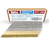 SimCos 34-30 Degree 2 Inch Ring Shank Paper Framing Nails,240-Pack | 304 Stainless Steel D Head Tape Strip Nails for 30 to 34 degree Framing Nailer,fits indoor and outdoor building projects