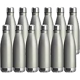 MEWAY 17oz Sport Water Bottle 12 Pack Vacuum Insulated Stainless Steel Leak-Proof Double Wall Cola Shape Water Bottle,Keep Drinks Hot & Cold (Cold Gray,12 Pack)