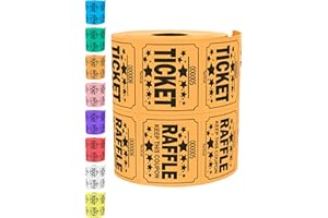 Tacticai 500 Raffle Tickets, Orange (1 of 8 Colors), Double Roll, Large Ticket for Events, Entry, Class Reward, Fundraiser & Prizes