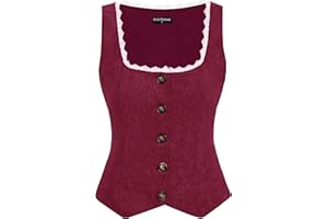 Scarlet Darkness Women Renaissance Corset Vintage Button Down Corduroy Pirate Waistcoat Vest