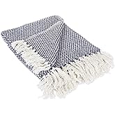DII 100% Cotton Basket Weave Throw for Indoor/Outdoor Use Camping Bbq's Beaches Everyday Blanket, 50 x 60, Woven Stripe