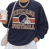 DAYLEA Distressed Chicago Football Sweatshirt – Vintage Helmet Graphic Pullover