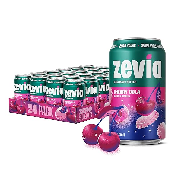 ZEVIA ZERO SUGAR SODA, CHERRY COLA, 12 OZ...