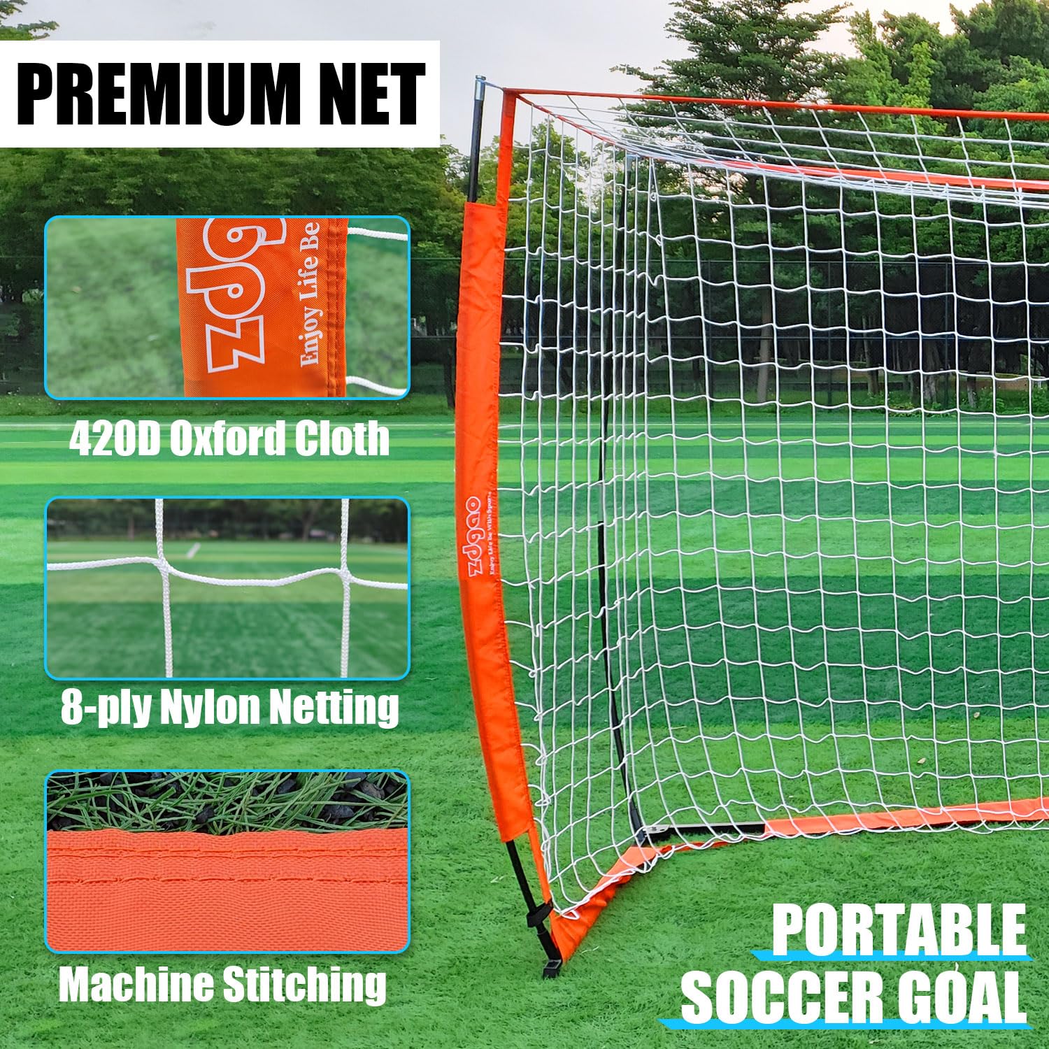YDDS Soccer Goal for Backyard | Portable Soccer Goal Net Collapsible Metal Base | Easy Setup | Portable Net for All Ages| 1 Pair Shin Guards+ 1 Goal + 1 Carry Bag | Size 6x4FT or 12x6F