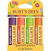 Burt's Bees Gifts Ideas - Garden Party Lip Balm Set, Lavender Vanilla, Sweet Peach, Green Apple, Wildflower Honey, With Responsibly Sourced Beeswax, Natural Origin Lip Treatment, 4 Tubes, 0.15 oz.