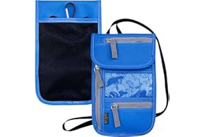 JONYEE Travel Neck Wallet, RFID Blocking Passport Holder with Adjustable Neck Strap for Men and Women to Keep Cash, Credit Cards and Travel Documents Safe - Navy Blue