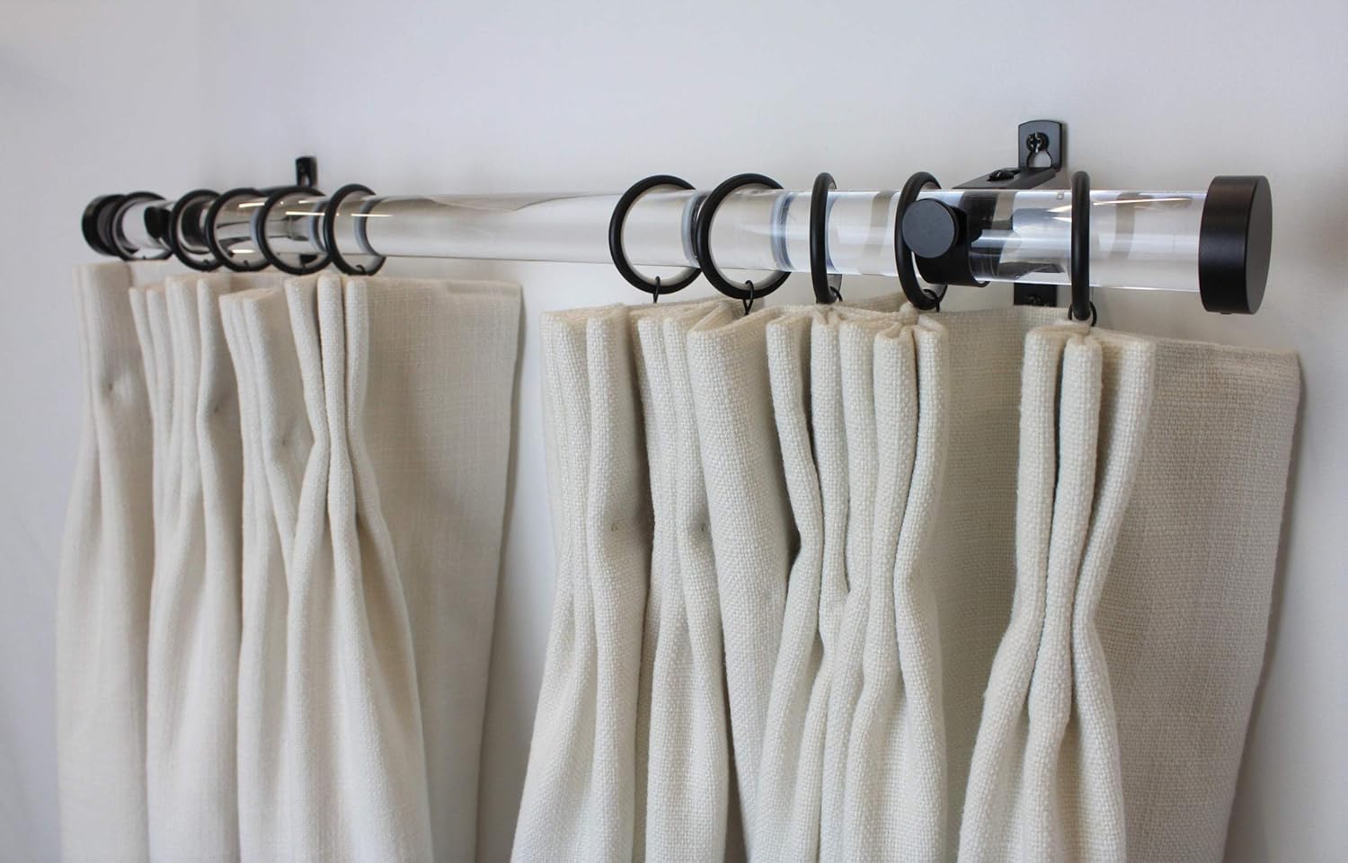 Amazon Com Fabrics And Drapes Acrylic Lucite Drapery Hardware Set Free Priority Shipping 1 Inch Diameter Drapery Rod Adjustable Wall Mount Brackets Black 4 Ft Style 3947 Home Kitchen