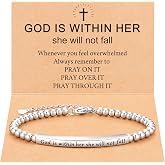 JOGDIAM Religious Gift for Her Bible Verse Bracelet Gift for Her | God is Within Her She Will Not Fall