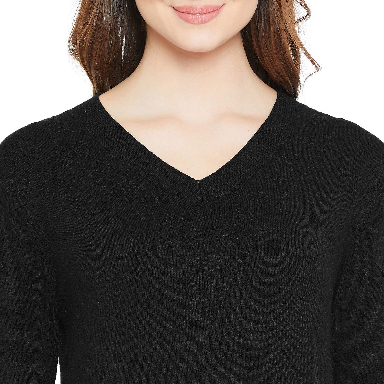 camey women v neck full sleeve woolen top