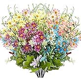 Mutcolor Silk Artificial Daisy Flowers Fake Floral Bulk UV Resistant Wildflowers Bouquet Arrangement for Outdoor Home Indoor Table Office Garden Wedding Decoration (Multicolor), 4 Pcs