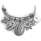 St. Dymphna Bangle Bracelet, Patron Saint of Anxiety and Depression