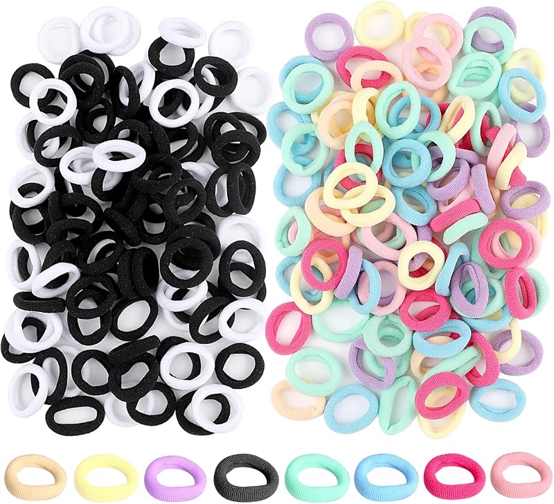 Lanjue 200 Pcs Small Candy Color Hair Bands Elastic Hair Ties