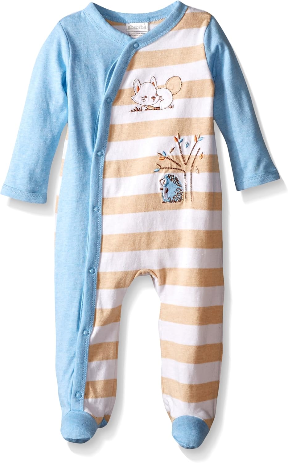 absorba Baby Boys' Newborn Heathered Blue Cotton Footie