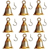Solid Brass Pooja Bells with J Hook Home Decor Christmas Bells Wall Hanging Jingle Bell Ornaments New (6, Golden &amp; Silver Bell 2 INCH)