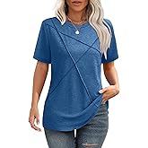 XIEERDUO Womens Summer Tops 2026 Pleated Round Neck Short Sleeve Shirts Business Casual