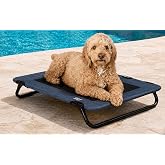 Pet Gear Lifestyle Pet Cot Elevated Bed, 30 Inch, Caribbean Ocean | No Assembly Required, Premium Tear Resistant Cooling Mesh, Indoor &amp; Outdoor, Lightweight &amp; Portable