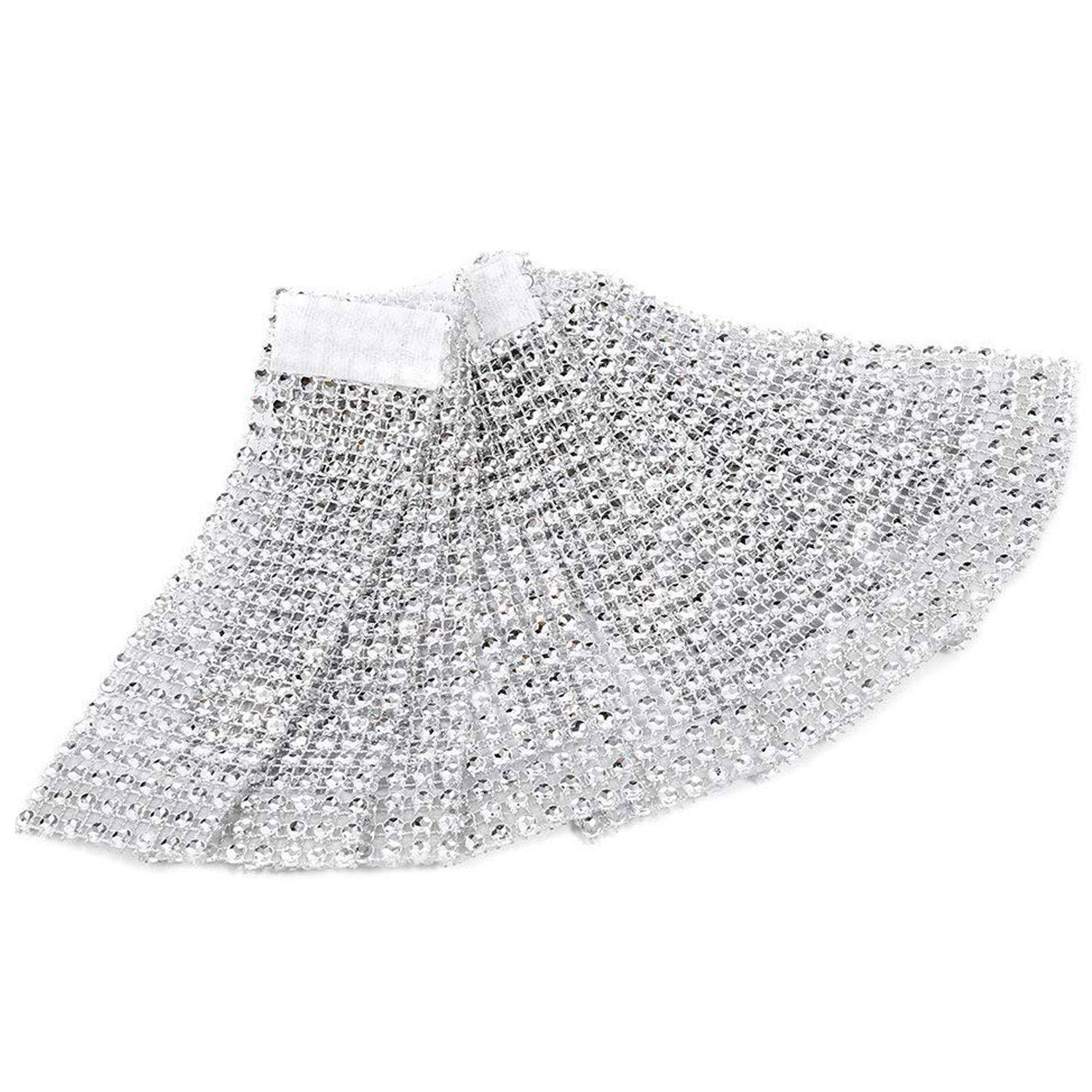 100 x Round Serviette Holder, with Diamond and Bow, with Fastening, Decoration for Christmas, Parties, Weddings silver