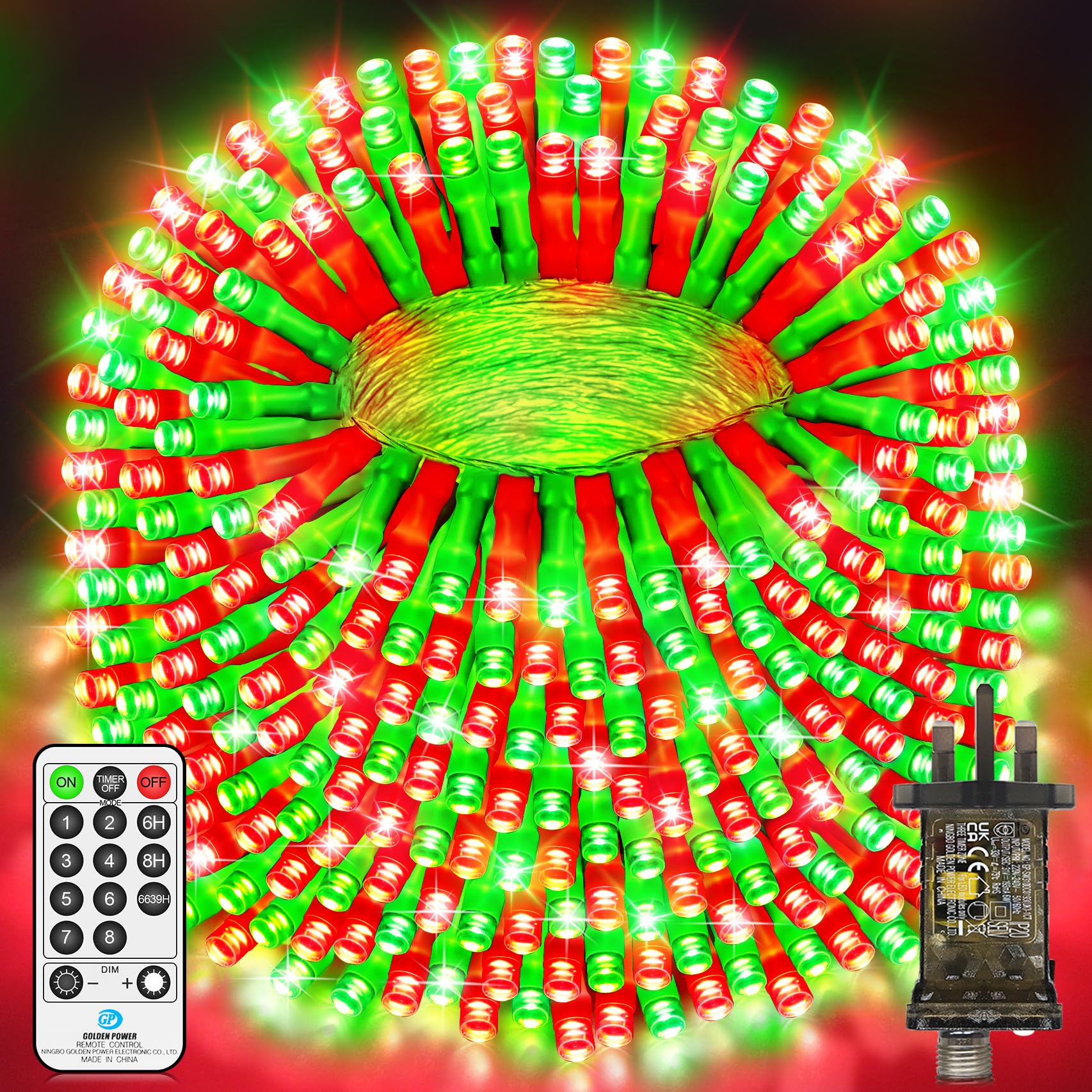 403 FT 1000 LED Outdoor Fairy Lights Plug in Christmas Lights Outside Extra Long Waterproof String Lights with Remote Timer 8 Modes for Garden House Party Yard Xmas Tree Decorations-Red+ Green — image 1