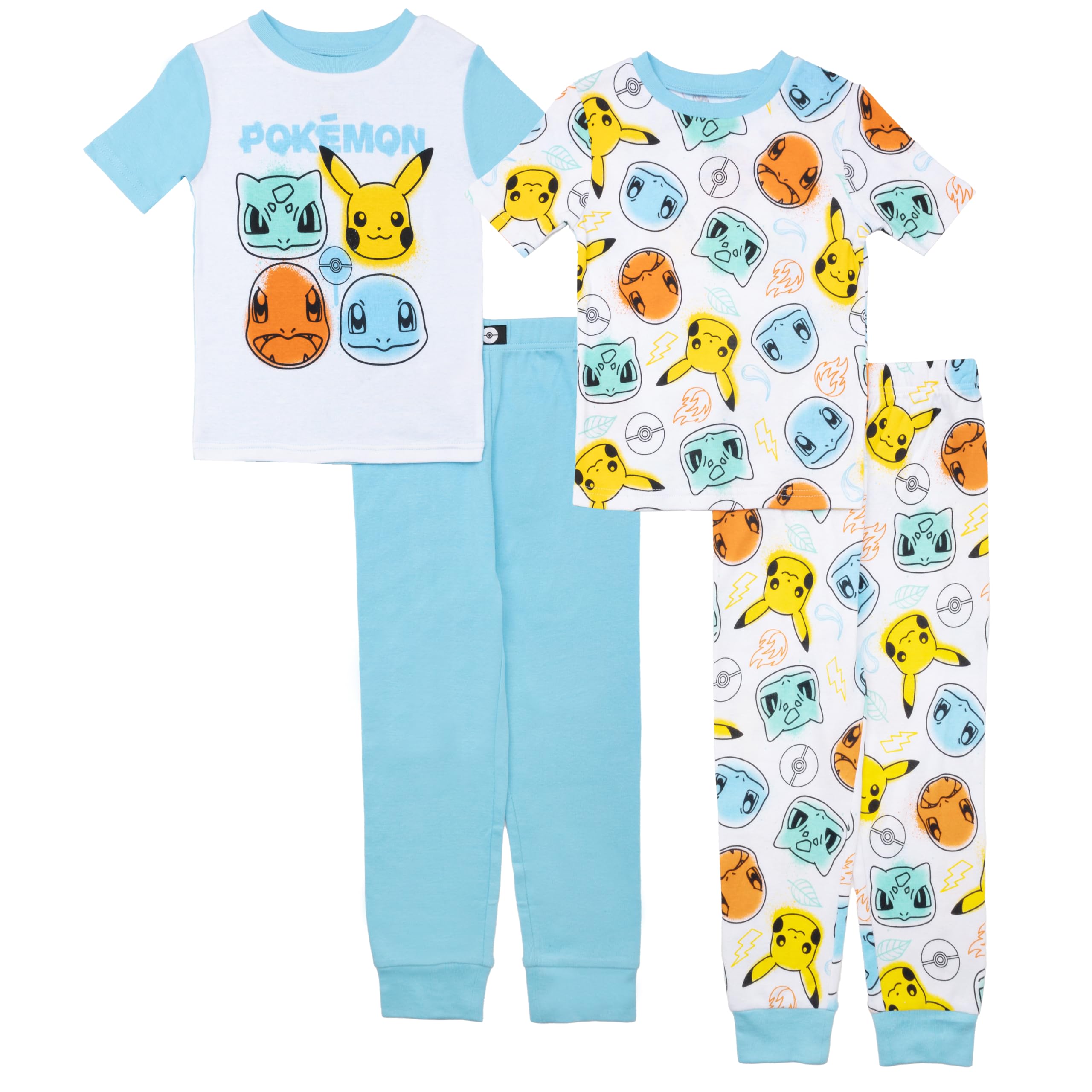 Pokemon Boys' 4-Piece Snug-fit Cotton Pajama Set, Soft & Cute for Kids ...
