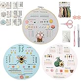 Yixhua 3 Sets Practice Embroidery Kit for Beginners,Cross Stitch Kit Adult with Pattern Starter Hand Embroidery with Instruct
