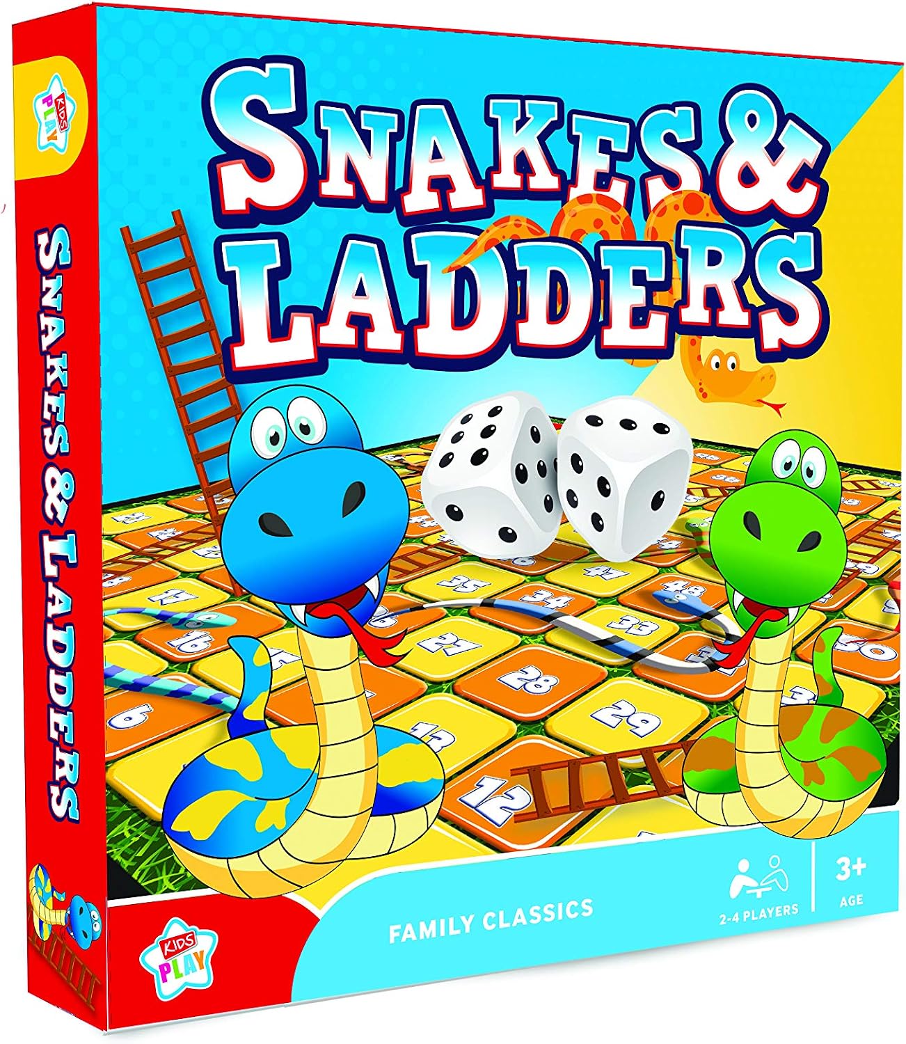 Kids Play Snakes & Ladders Family Classics Board Game 2-6 Players Age 3+, Blue, 28 x 27 x 5 cm