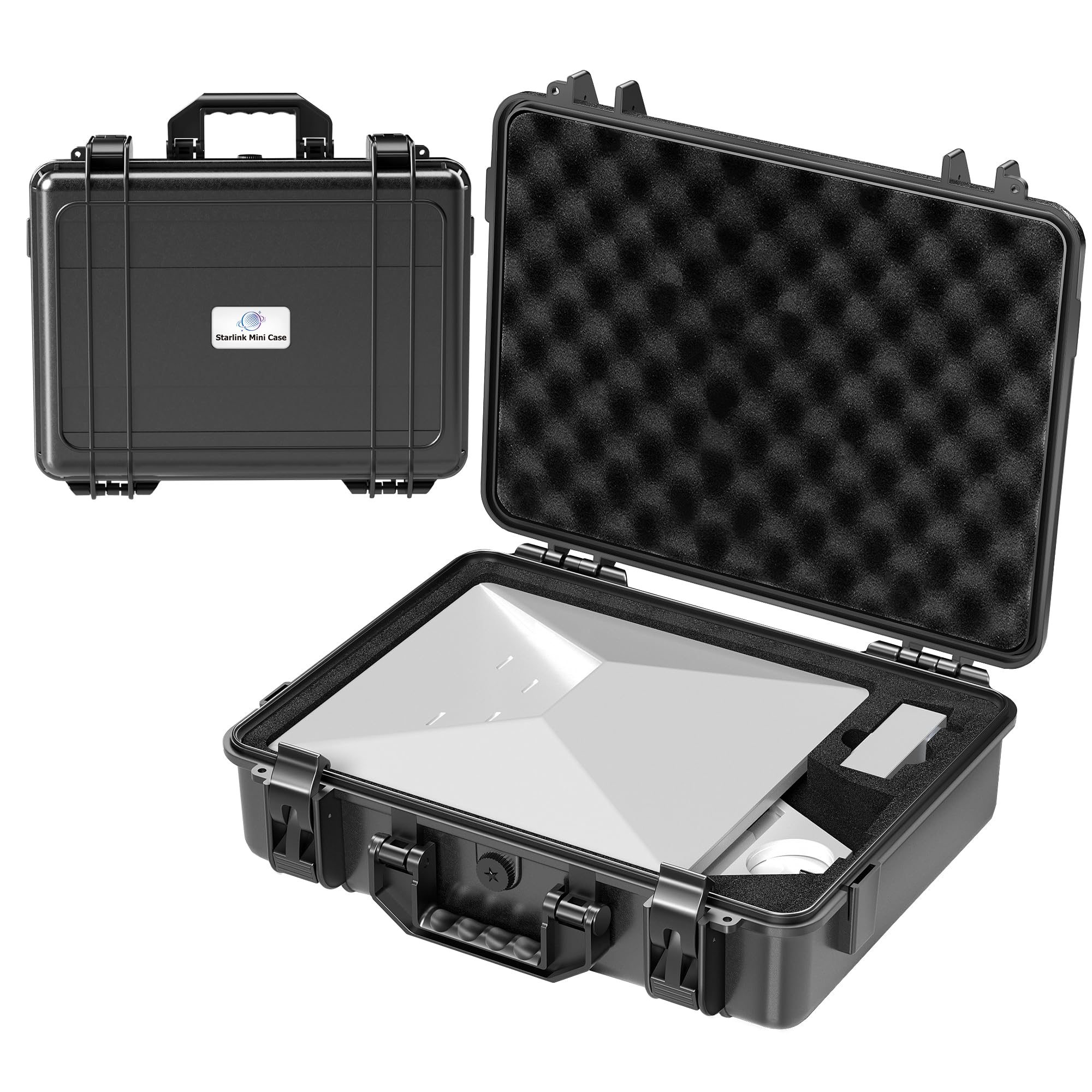 Starlink Mini Case, WaterProof, Carry Carrying Bag, Dish Kit Storage Box Backpack Premium Quality Hard Shell Protection Impact Absorbing Foam Interior Black Starmini - View #6