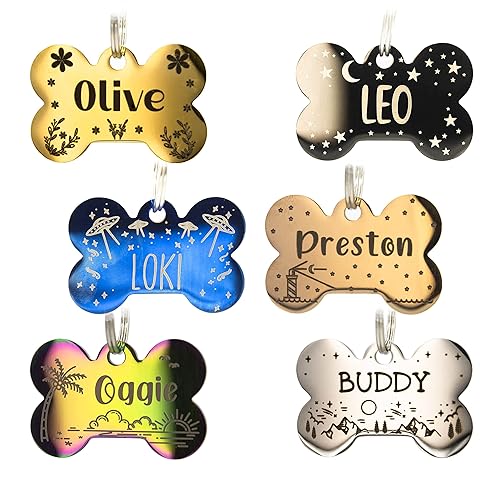 Name Tag Fancy Dog Id Tags Personalized Dog Tag With Lines Of