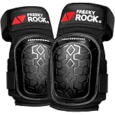 FREEKYROCK Knee Pads for Men Construction Knee Pads for Work with Heavy Duty Anti-Slip Cap Work Knee Pads with Thick Gel Padding Reinforced Thigh &amp; Shin Straps for Construction Flooring Roofing, Black