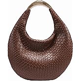 Braided Hobo Bag for Women, Elegant Boho Chic Woven Hobo Tote Handbag Crescent Purse, PU Leather Shoulder Bag