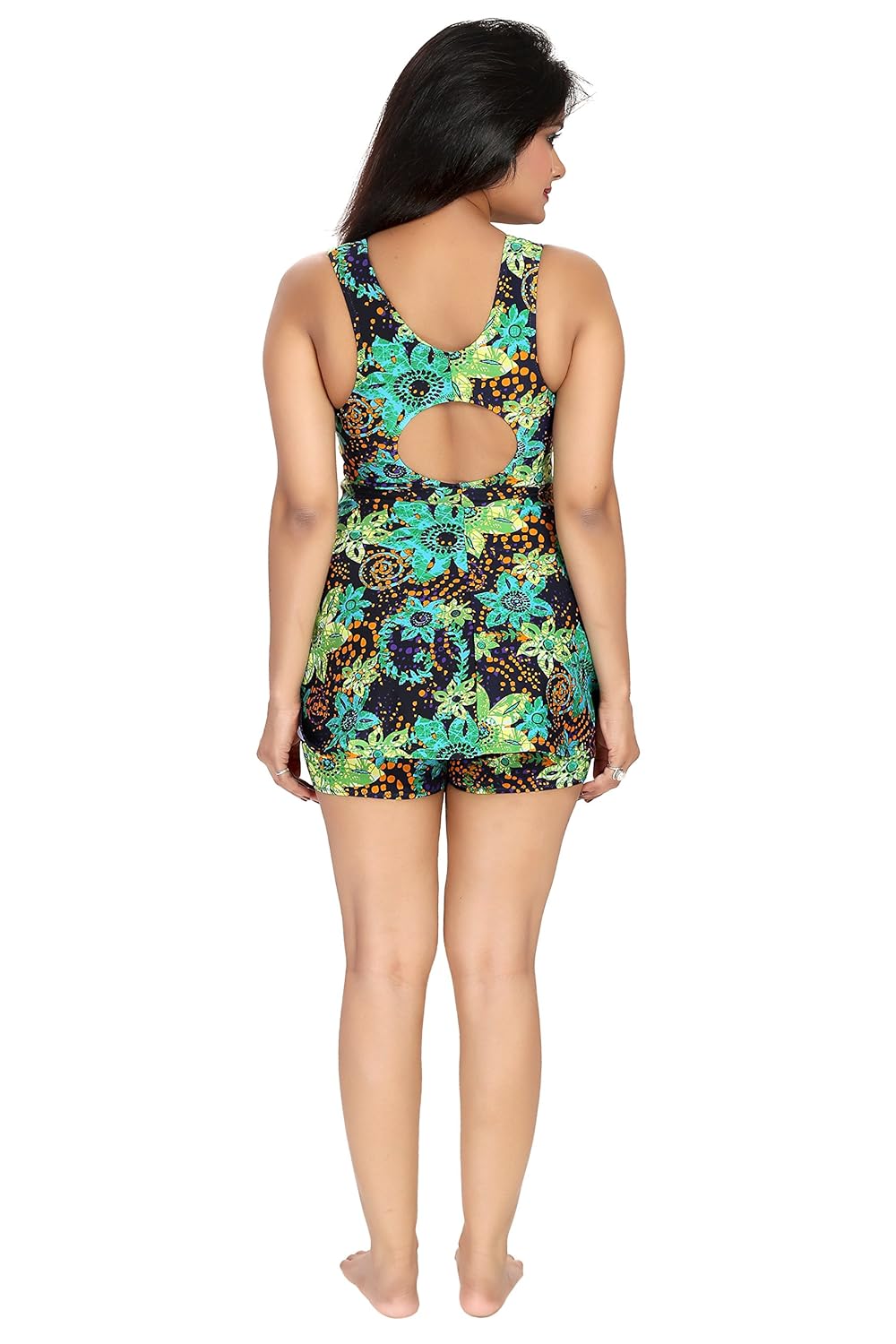 enkay green colour ladies swimwear with divider shorts