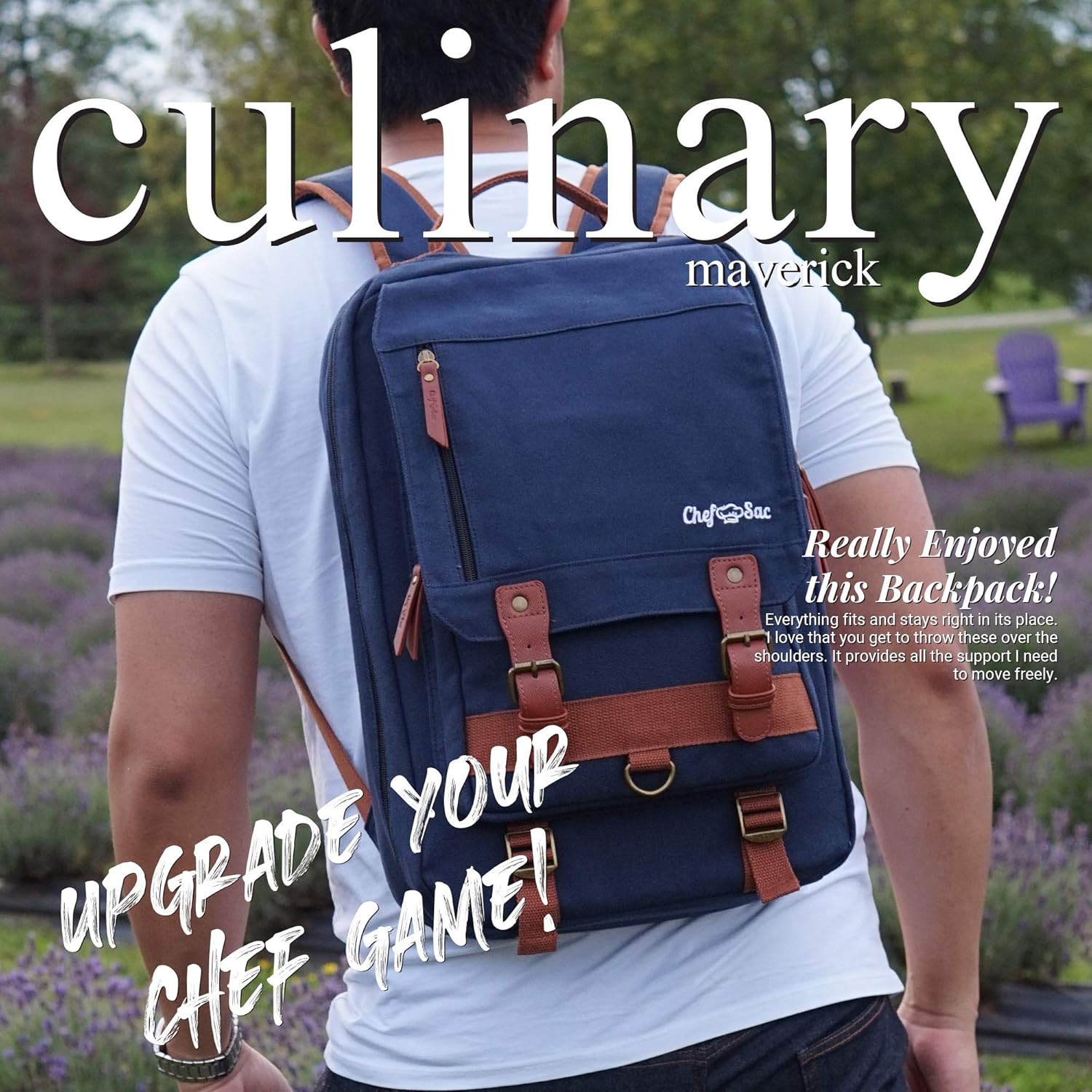 Chef Knife Bag Retro Backpack | 20+ Slots for Knives and Chef Tools | Knife Carrying Case with Hidden Back Pocket for Tablet | Sturdy Knife Bags For Chefs & Culinary Students | Premium Canvas (Blue): Kitchen & Dining